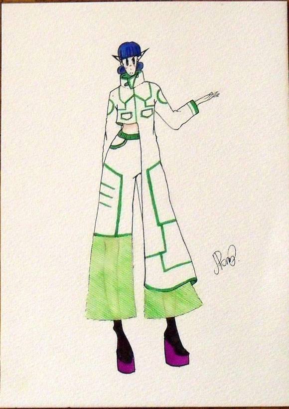 Júlia Pons Pallàs. Fashion figure drawing. Sleeve type. Watercolor and ink. Hand signed.