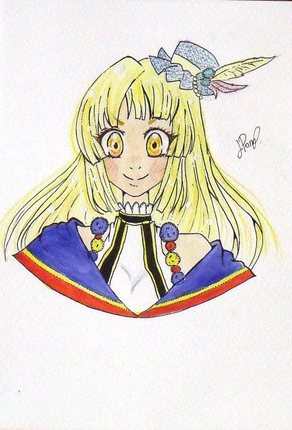 JÚLIA PONS PALLÀS. ANIME-STYLE DRAWING. INK AND WATERCOLOR. HAND-SIGNED. 30X21 CM.