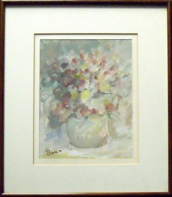 MARI PAZ ILLANA. OIL ON BOARD. FLOWERS. HAND SIGNED.