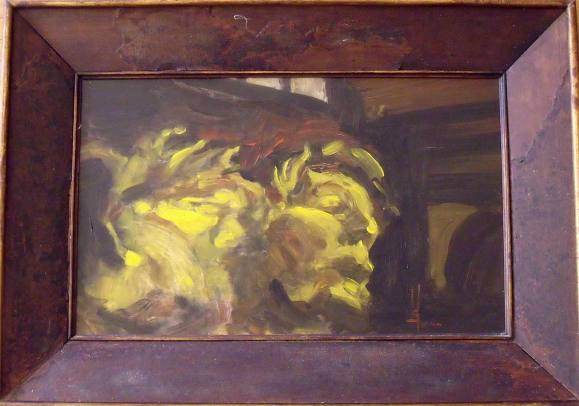 Catalan school. Unknown author. Oil painting on panel The face. 06-25-1984. hand signed
