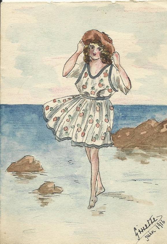 Gissette. French fashion illustration in ink and watercolor 