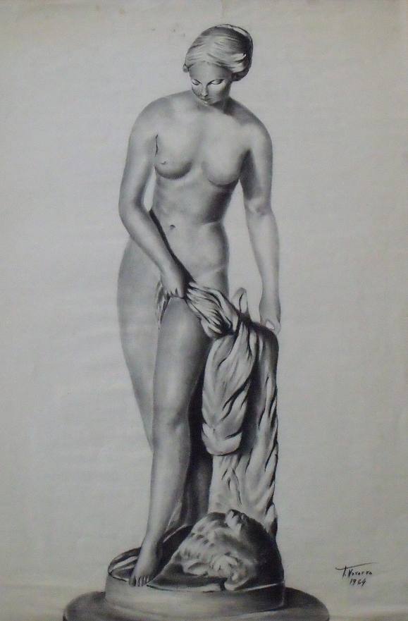 María Teresa Navarro. Charcoal drawing on paper. 