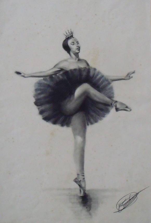 María Teresa Navarro. Charcoal drawing on paper. 