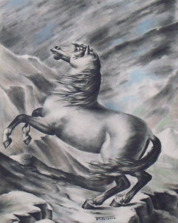 María Teresa Navarro. Charcoal drawing on paper. 