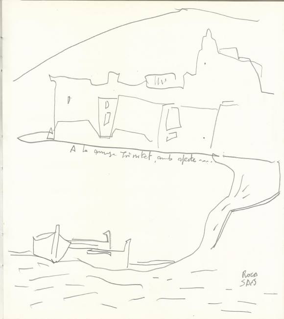 Joan Carles Roca Sans. Drawing and dedication of the artist. In art catalog 