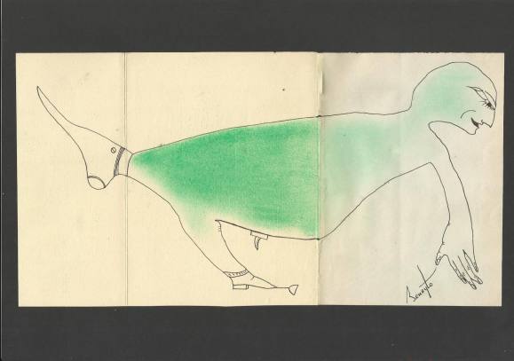 Antonio Beneyto. Ink and color drawing on paper “Surrealism”. Hand signed. 21x30 cm.