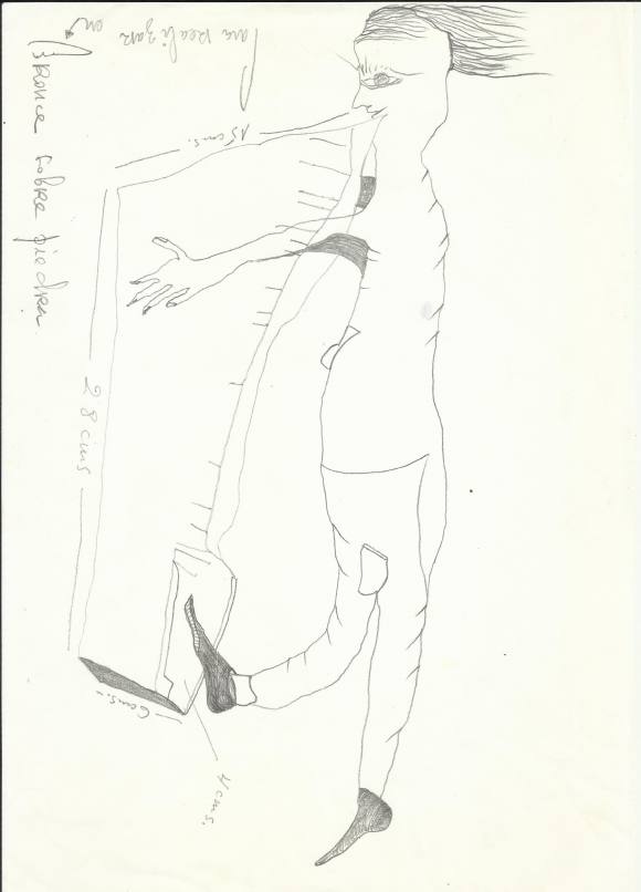 Antonio Beneyto. Pencil drawing on paper. Surrealism. Bronze sculpture. Unsigned. 30x21 cm. With lyrics by the artist.