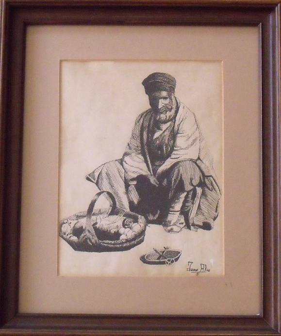 Juan Aliu S. Arabic ink drawing. First half of the 20th century. Hand-signed.