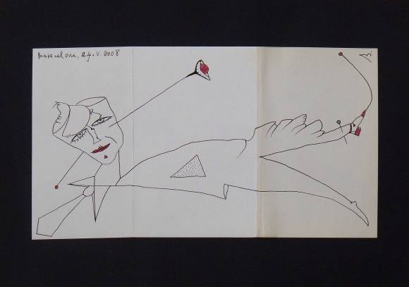 Antonio Beneyto. Ink and color drawing on paper. Surrealism. Hand signed. 19.5x35cm. 2008.