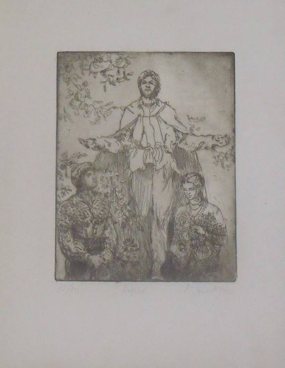 Javier Marin. Engraving “Rafael”. Hand signed. Numbered 13/150. 29.5x23 cm. The print measures 18x14 cm.