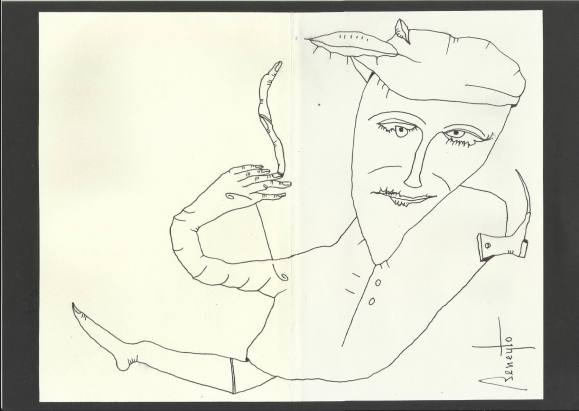 Antonio Beneyto. Ink drawing on paper. Surrealism. Hand signed. 20x26 cm.