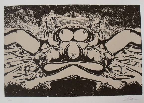 Manuel Prieto. “Eroticism” silkscreen. Hand signed. Numbered 30/100. 31.5x44.5 cm.
