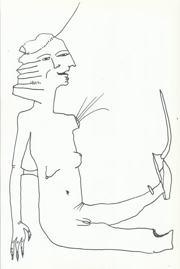 Antonio Beneyto. Ink drawing on paper. “Surrealist figure”. Unsigned. 24x16.5 cm.