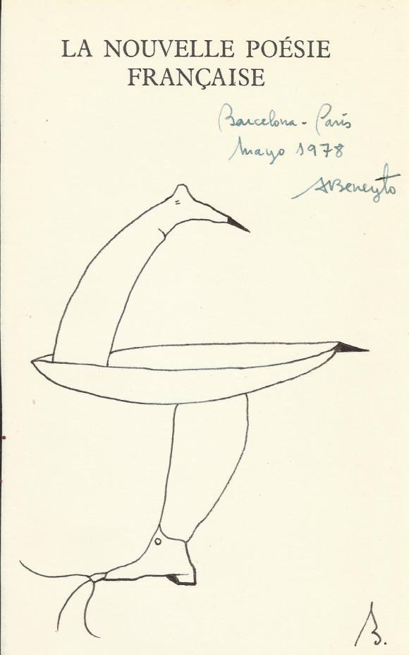Antonio Beneyto. Ink drawing on paper. Surrealism. Hand-signed. 1978. 18.5 x 11.5 cm.