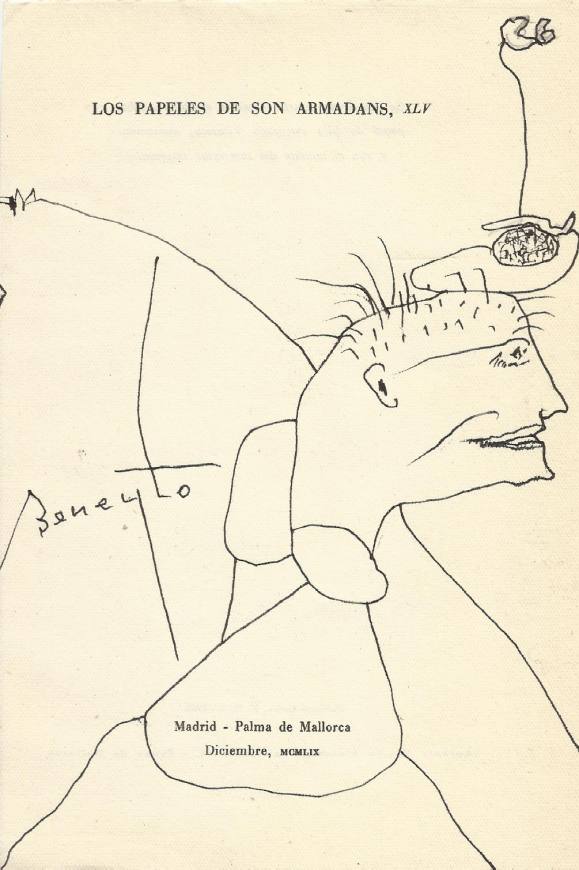 Antonio Beneyto. Ink drawing on paper. Surrealism. Hand-signed. 19.5 x 13 cm.