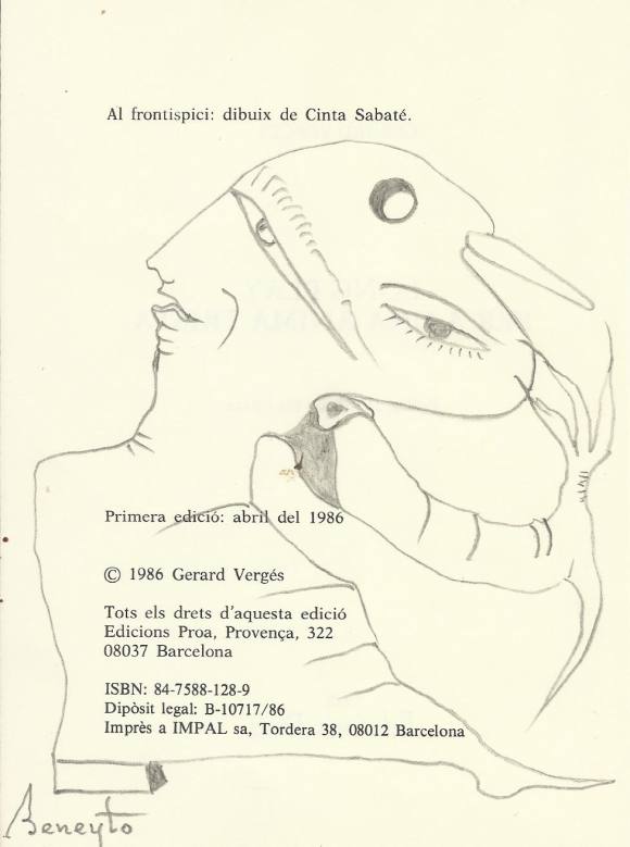 Antonio Beneyto. Pencil drawing on paper. Surrealism. Hand-signed. 17 x 12.5 cm.