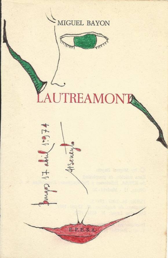 Antonio Beneyto. Ink and colored drawing on paper. Surrealism. Hand-signed. 17 x 11 cm. 1974.