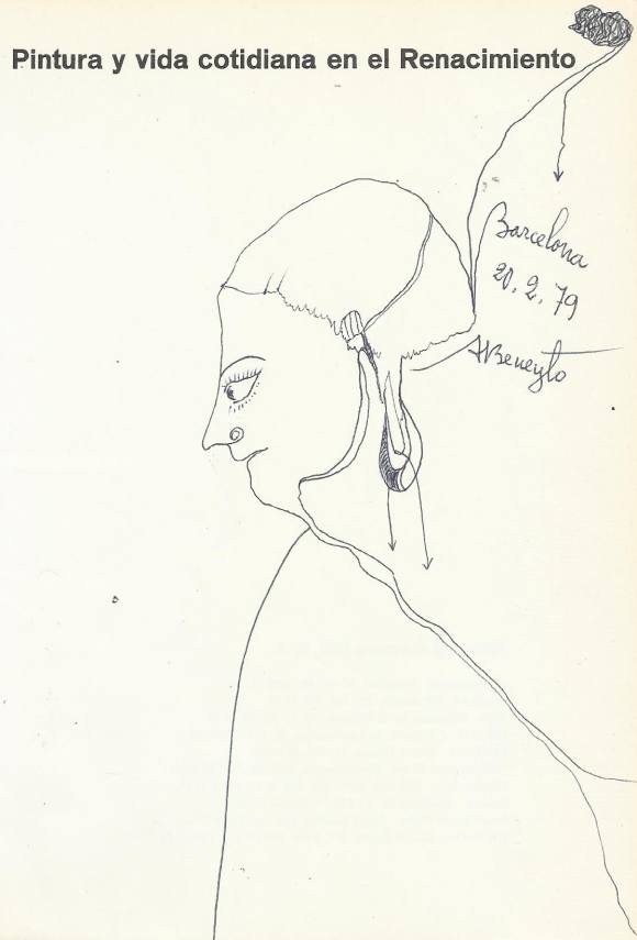 Antonio Beneyto. Ink drawing on paper. Surrealism. Hand-signed. 21 x 14.5 cm. 1979. Barcelona.