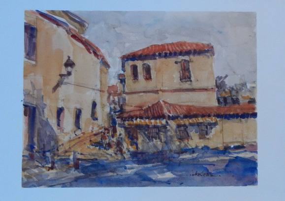 Carlos Enrique Lencinas Gómez. Watercolor on paper. “El Greco’s House. Toledo”. Hand-signed. 25x35 cm.