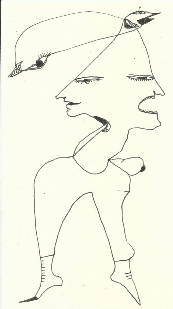 Antonio Beneyto. Ink drawing on paper. Surrealism. Unsigned. 21 x 12.5 cm.