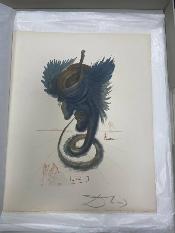 Salvador Dalí - Inferno 21 - Winged monster with spiral tail and perspective