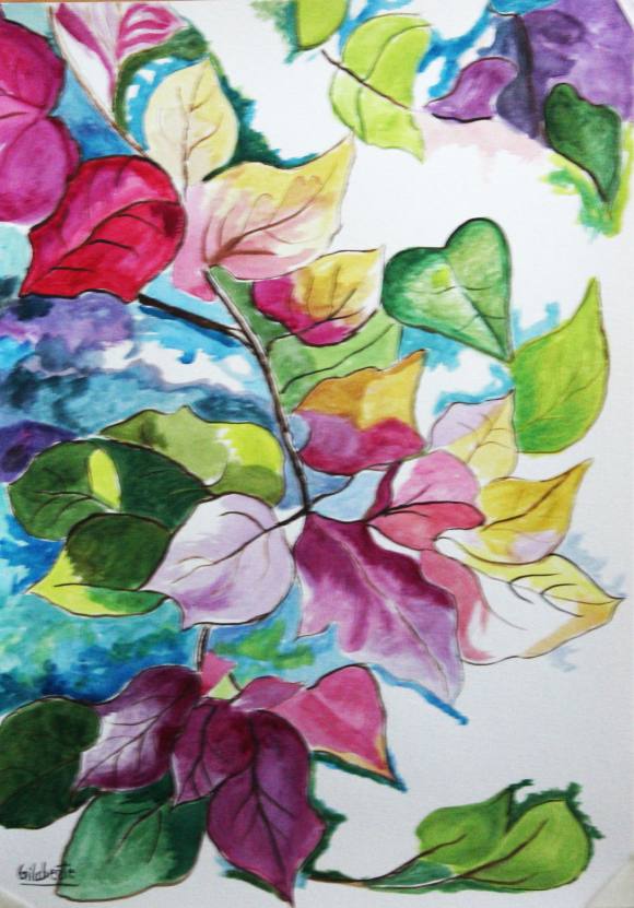 Colored leaves, artwork by Mercedes Gilaberte